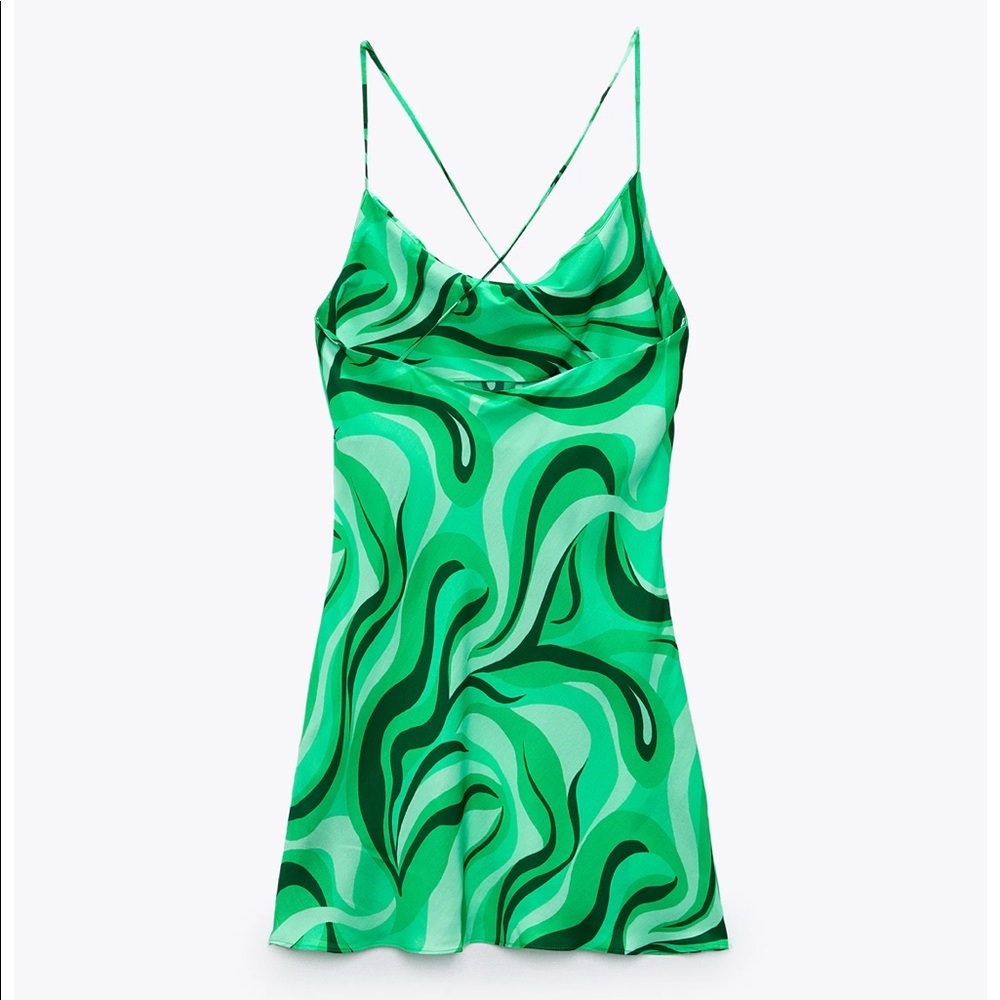 Zara green swirl dress